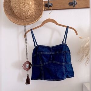 Dark Blue Denim Crop Top